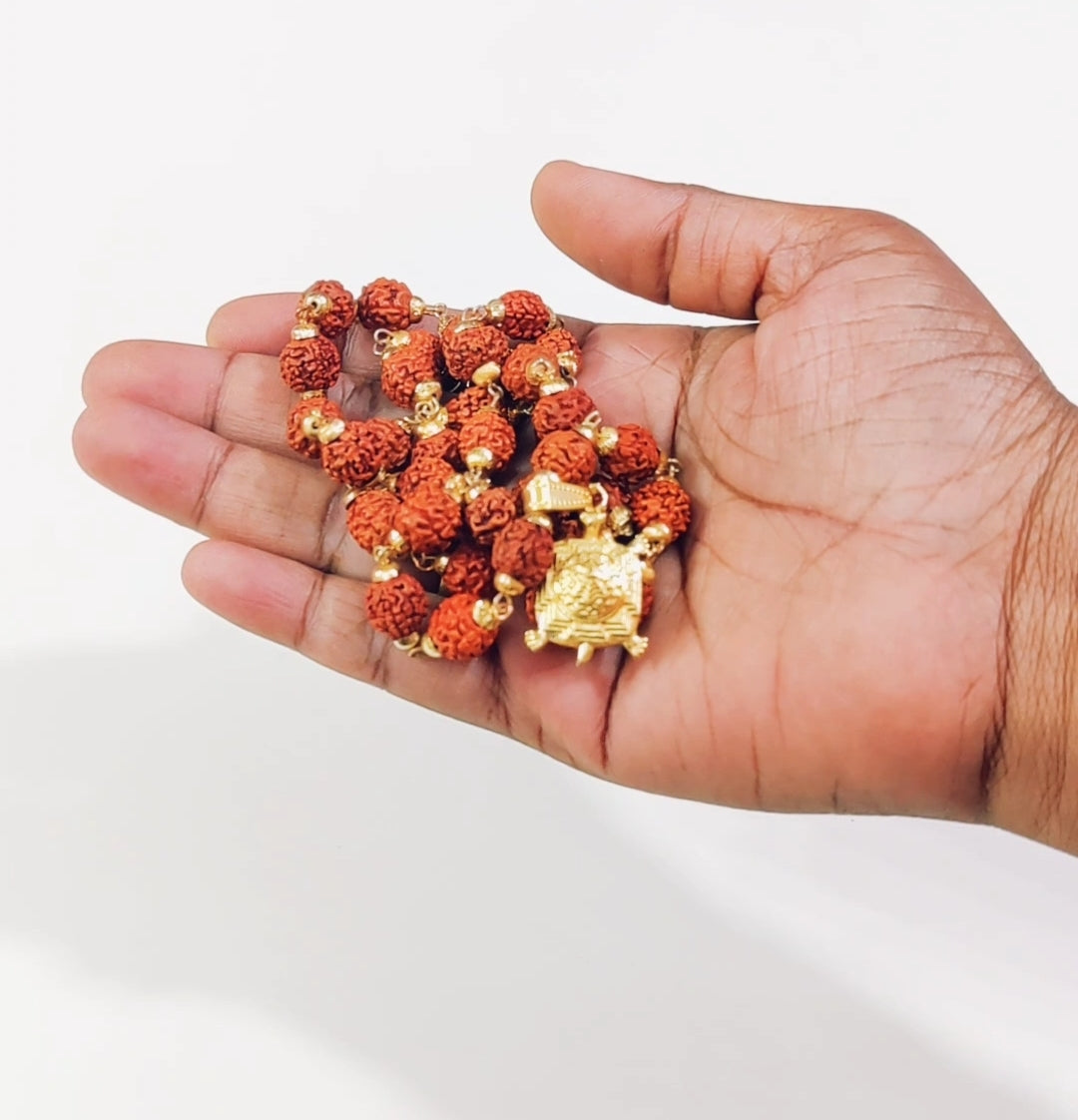 Rudraksha Mala With Meru Kurma Shree Yantra Pendant