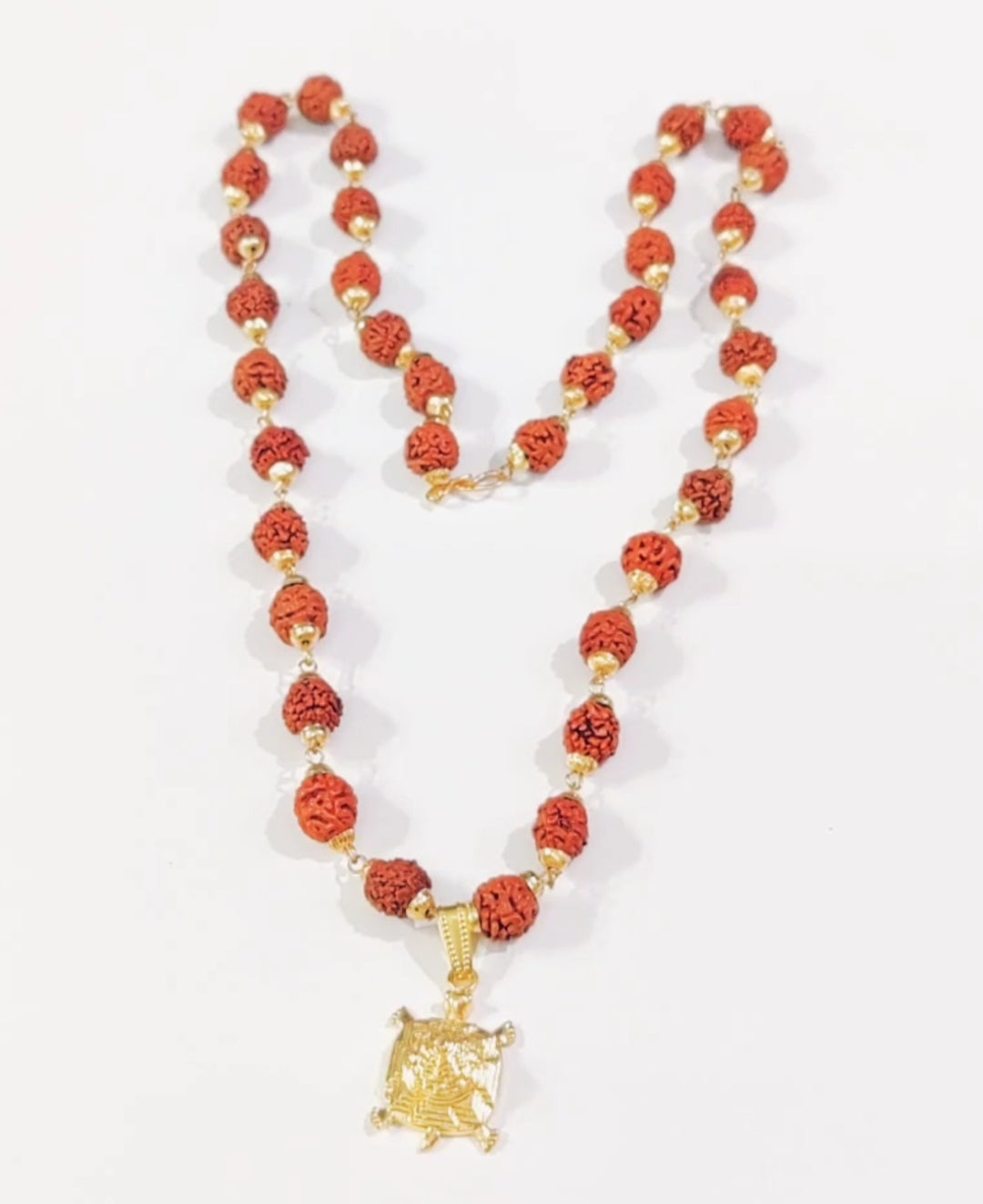 Rudraksha Mala With Meru Kurma Shree Yantra Pendant