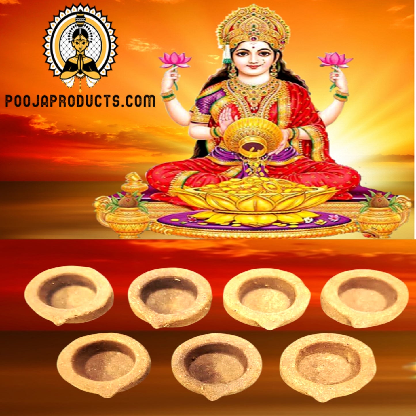 Panchagavya Diya/Vilakku/Deepam | for Daily Puja, Festivals, Navaratri, Diwali, Karthigai Deepam | 100% Natural 7 pieces (THIS PRODUCT AVAILABLE ONLY INSIDE INDIA)