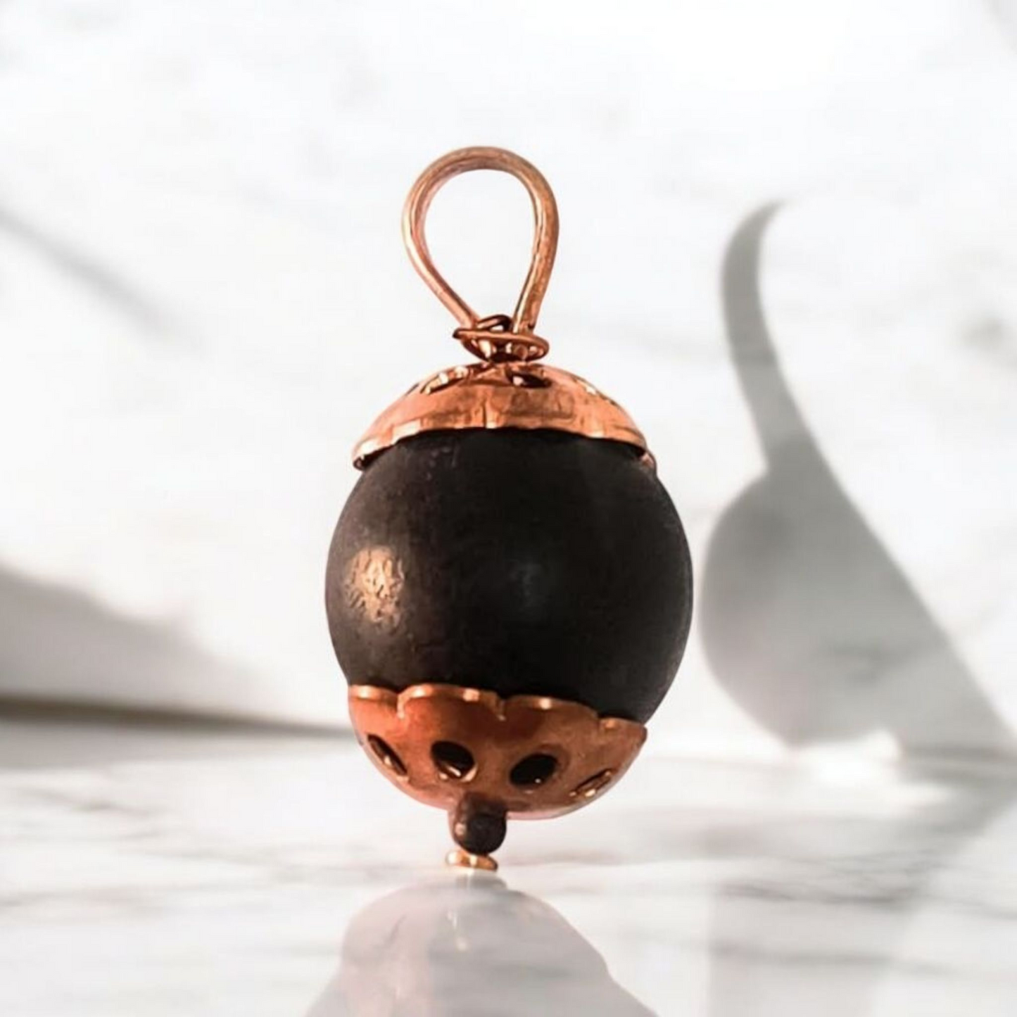 Karungali Wood Dollar with Copper Hook | Ebony Wood Pendant (S.Bead Size : 30mm)