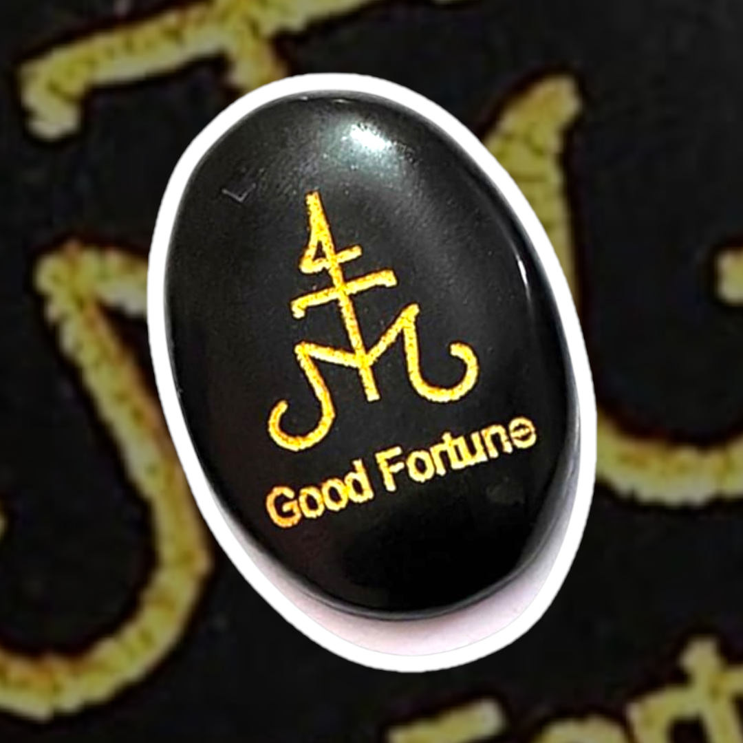 Good Fortune Angelic Zibu Symbols (Black Onyx Stone)