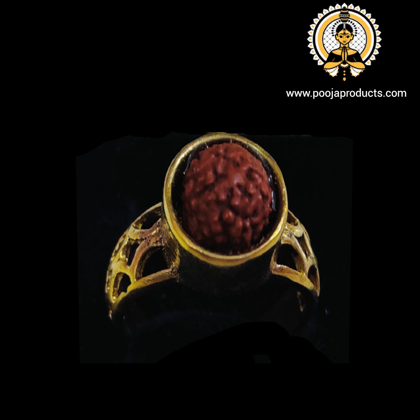 Rudraksha  Adjustable Size Metal Ring For Unisex