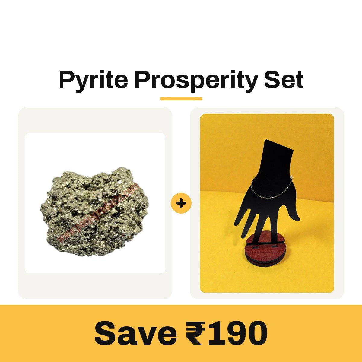 Pyrite Prosperity Set: Natural raw pyrite stone and pyrite bead bracelet