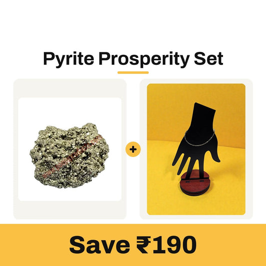 Pyrite Prosperity Set: Natural raw pyrite stone and pyrite bead bracelet