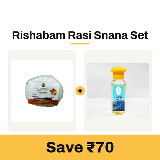Rishabam Rasi Snana Set: Rishabam rasi soap and Taurus zodiac oil bottle