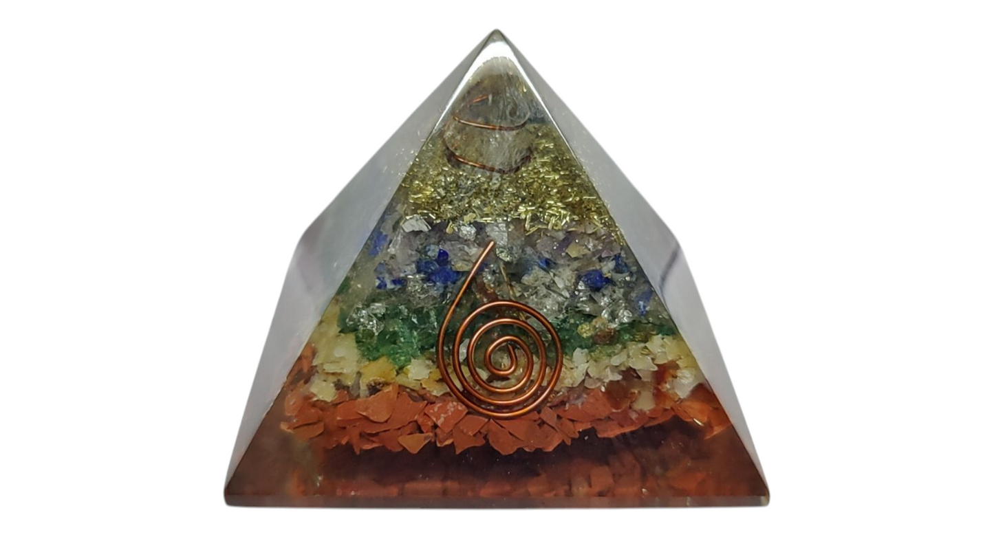 Seven Chakra Crystal Orgone Pyramid (2.7*2.7)