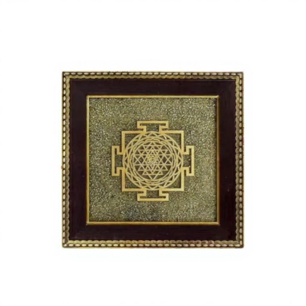 Pyrite Stone Frame with Shree Yantra 7.5*7.5 inch