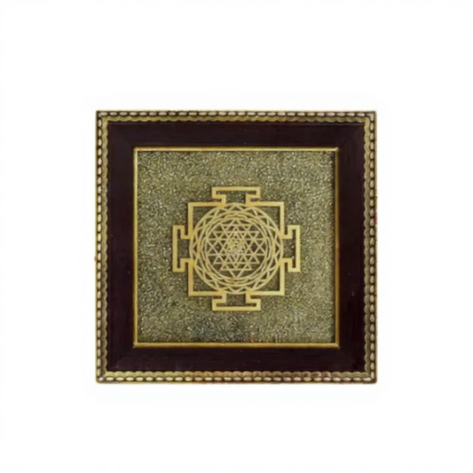 Pyrite Stone Frame with Shree Yantra 7.5*7.5 inch