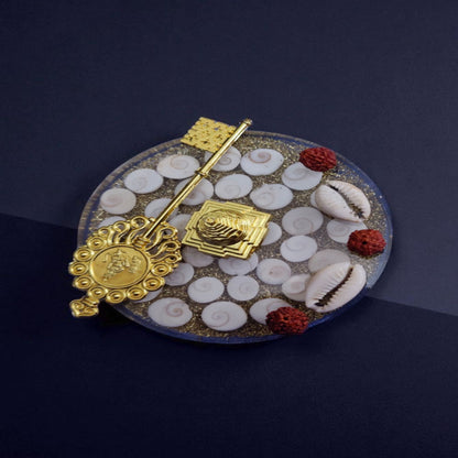 Shree Yantra with Golden Key, Rudraksha & Gomti Chakra