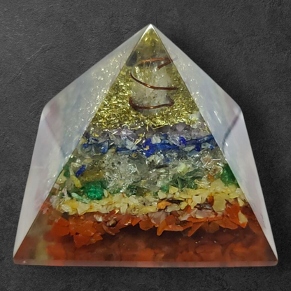 Seven Chakra Crystal Orgone Pyramid (2.7*2.7)