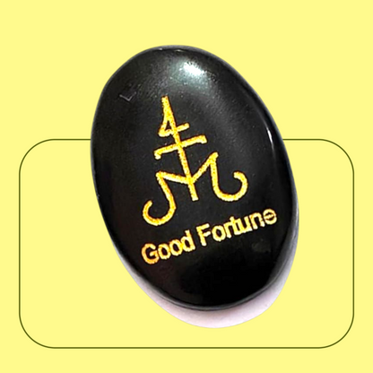 Good Fortune Angelic Zibu Symbols (Black Onyx Stone)
