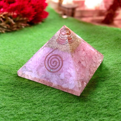 Orgonite Pyramid Rose Quartz Size - 3-3.5 inch Natural