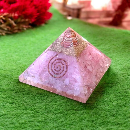Orgonite Pyramid Rose Quartz Size - 3-3.5 inch Natural