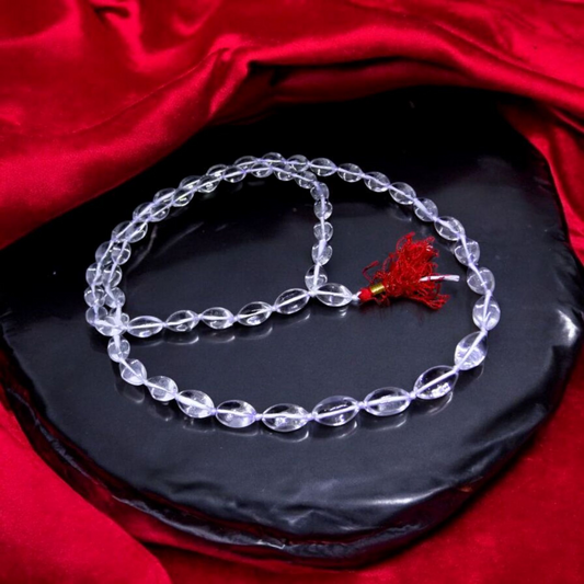 Sphatik Mala(Oval Shape Beads) 8MM - 8.5 MM