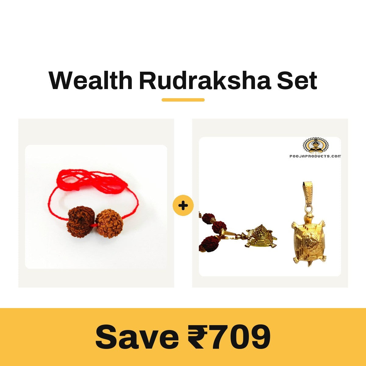 Wealth Rudraksha Set: 8 Mukhi and 7 Mukhi rudraksha with rudraksha mala and Meru Kurma Shree Yantra pendant