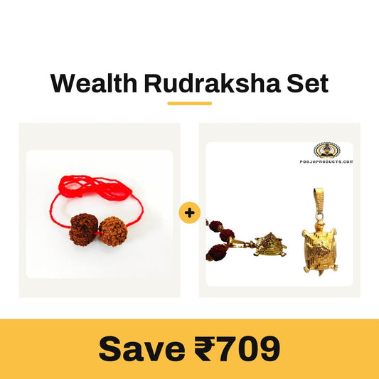 Wealth Rudraksha Set: 8 Mukhi and 7 Mukhi rudraksha with rudraksha mala and Meru Kurma Shree Yantra pendant