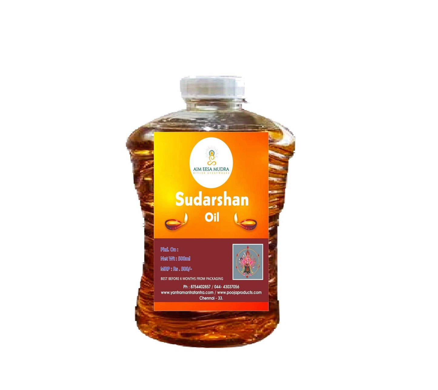 Sudarshan  Oil (500ml)  (𝗧𝗛𝗜𝗦 𝗣𝗥𝗢𝗗𝗨𝗖𝗧 𝗔𝗩𝗔𝗜𝗟𝗕𝗟𝗘 𝗢𝗡𝗟𝗬 𝗜𝗡𝗦𝗜𝗗𝗘 𝗜𝗡𝗗𝗜𝗔) - PoojaProducts.com