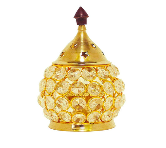 Crystal Akhand Diya | Brass Crystal Diya | PoojaProducts