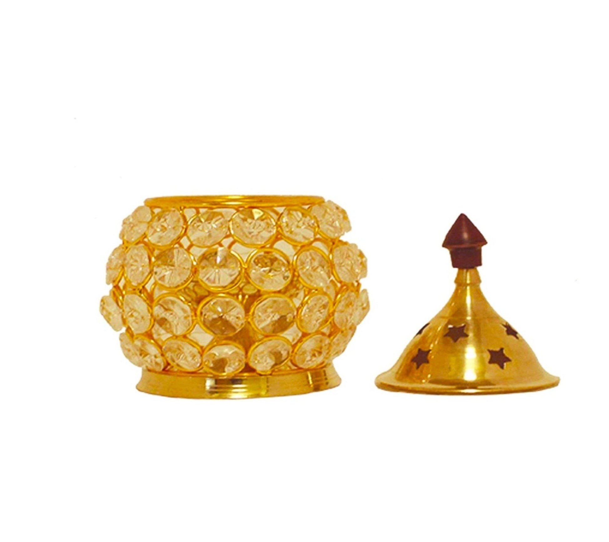 Crystal Akhand Diya | Brass Crystal Diya | PoojaProducts