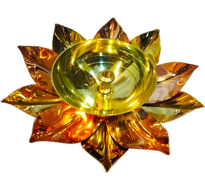 Divine Lotus Oil Lamp Brass | Divine Lotus Brass | PoojaProducts
