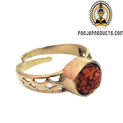 Rudraksha  Adjustable Size Metal Ring For Unisex